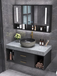 Bathroom Table Hand Washing Basin Cabinet Stone Plate B & B New Chinese Style Minimalist Face Washing Table Basin Bathroom Cabinet Combination