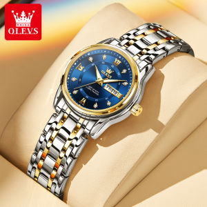 OLEVS | OLEVS Original Quartz Watch for Women Dual Calendar Diamond Luxury Fashion Stainless steel Waterproof Luminous Ladies Wristwatch