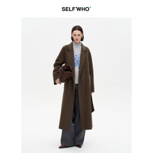 Wool Blend Double-Sided No Button Belt Coat