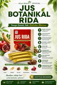 Jus Rida Afya Bidara 14 Sachet 20ml Minuman Botanikal untuk Masalah Sakit Sendi dengan Jus Buah Delima dan Ashwagandha