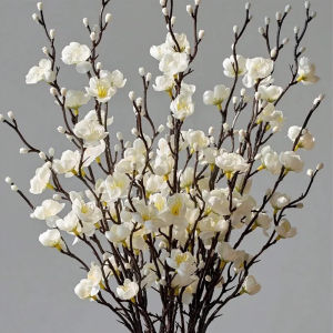 Artificial Plum Blossom 21.7 Fake Wintersweet Long Stem Plastic Flowers for Home Hotel Office Wedding Party Garden Decoration