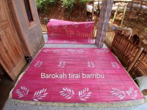 tirai bambu gulung anti air outdoor ukuran 200x200 kerey bambu penutup teras rumah tirai bambu sudah pernis plitur free tali keretan