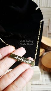 Kalung Nama - Zedd Jewelry: Warna Silver dan Emas Tahan Lama Anti Karat - Cantik Berkualitas Cocok Untuk Kado Hadiah - Nathan Heart Necklace: Titanium 18K Gold Plated - COD Bayar Di Tempat