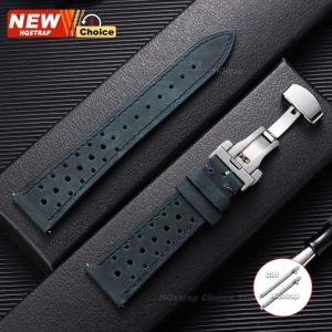 New Watch Band 18/19/20/21/22/24mm Pin Butterfly Clasp Wrist Strap Porous Breathable Smartwatch Leather Quick Release Bracelet