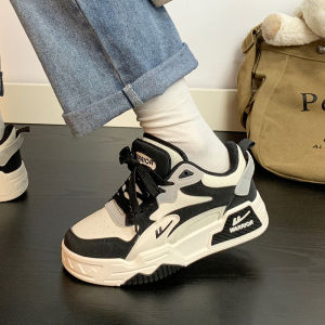 Womens Wheat Color Shoes Couples Hong Kong Style Retro Board Shoes Cross Buckle Korean Version Daily Wear PU Leather round Toe