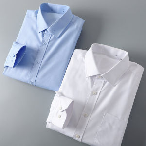 Thickened Fleece Business Casual Long Sleeve Shirt Warm Autumn Winter Dad Clothes Style Workwear Button Decoration Color Woven