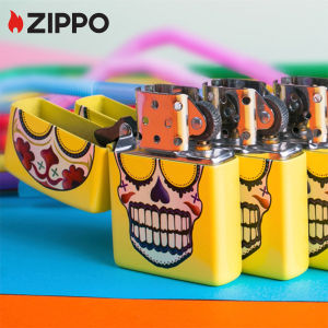 Zippo Lemon Day of The Dead Skull Design Yellow Matte Pocket Lighter | Zippo 24894 [Fulfilled By Lazada]