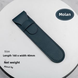 Portable Business PU Leather Pen Case Simple Monochrome Flip Cover Storage Bag with Name Engraving for Daily Use