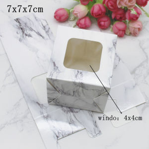 10pcs multi size from 5cm to10cm square window box with marbling design for christmas gifts package candy wedding wrapping box