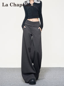 La Chapelle | Dark Grey Thick Wool Women Trousers High Waist Straight