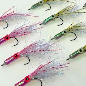 6pcs #4 Luminous 3D Fish Eyes Squid Streamer Fly Flashabou Tinsel Baifish Streamer Tarpon Bass Snapper Pike Sea Fishing Lure