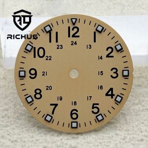 RICHUS 28.6mm Green Luminous Watch Dial with 24H Numeral Marker Compatible with NH35 NH36 ETA2824 ST2130 Miyota8215-DG Movement