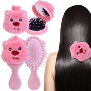 Dễ Thương Loopy Lược hoạt hình vải nhung Hải Ly Gấp Mini Du Lịch Xách Tay gương sáng tạo Túi Khí Lược Massage Đồ Chơi Cô Gái Quà Tặng