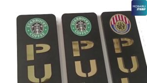 DOOR SIGN / Signage Push & Pull + Logo Print Plate - Rectangular 5cm x 15cm [Retail Shop & Office][Gold/Silver Text]