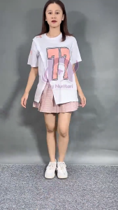 T - SHIRT SLIT NUMBER 77 BAHAN COTTON BELAH PINGGIR BAHAN ADEM FULL COTTON