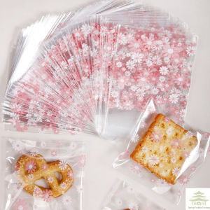100pcs Plastic Packing Bags Flower Self-Adhesive Bags for Biscuits Candy Cookies Jewelry Gift Packaging