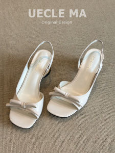 MASHUJIA | Elegant Bow Open Toe Non-Tiring Sandals Coarse Heel