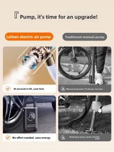 HELLOLEIBOO | Portable High Pressure Bicycle Electric Car Basketball Air Pump With Pressure Gauge Mini Compact Type Universal Inflator