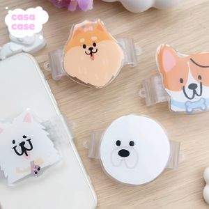 คลิปหนีบมือถือ น้องหมาน่ารักๆ ลาย ปอม/ซามอย/คอร์กี้/บิชอง คลิปหนีบมีสปริง ปรับขนาดได้พอดีเคส [ส่งเร็วส่งไว]