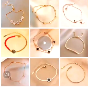 Gelang tangan wanita titanium aksesoris wanita trending model rantai pipih anti karat