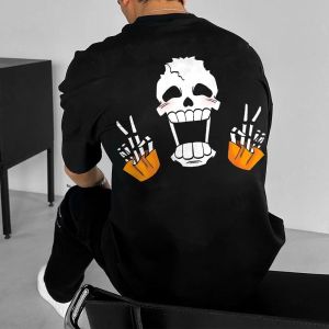Bandai | One Piece Summer Mens T-shirt Japan Anime Brook Autumn Boys and Childrens Short-sleeved Punk Fashion Trend Parent-child Outfit