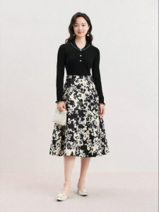 Koradior | Elegant Two-layered Patchwork Printed Dress