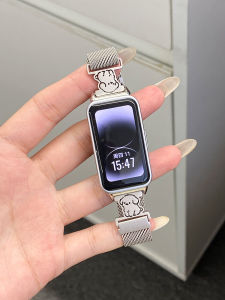 สายนาฬิกาข้อมือสัตว์แมว Adorable ONEBAG สำหรับ Huawei Band 9/10 สายโลหะดูดซับแม่เหล็ก สายรัดข้อมือ Fit3/4 สไตล์มิลาน