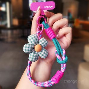 สายโทรศัพท์แบบสั้นทนทาน สร้อยข้อมือผ้าปะการังลายดอกไม้ สร้อยคอโทรศัพท์แบบถอดได้ ผลิตจากเส้นใยไนลอน สายสะพายไหล่แบบถอดได้สำหรับเด็กและเยาวชน