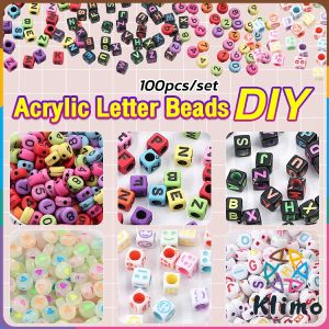 KLIMO 100pcs 4x7mm Acrylic Letter Beads Bead Flat Loose Spacer Alphabet Round Beads for Bracelet Jewelry Making