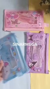 Fancy Study Set Zipper Sanrio 6017 Bill / Paket Alat Tulis Kotak Pensil Jaring Ukuran Kecil 6 In 1