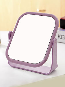 Portable Handheld Large Size Simple Double-Sided Rotating Desktop Makeup Mirror for Students Dormitory Princess Style Glass
