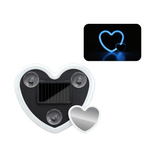 KEVANLY | Solar Powered Car Neon Light Wireless Cute Heart Shaped Led Ambient Light Suction Cup USB Rechargeable Atmosphere Breathing Lamp