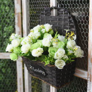 Rural Style Wall Hanging Basket Simulated Plant Willow Woven Flower Pot Handmade Craft Decorative Wall Art Home Decoration