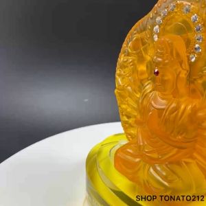 PHẬT QUAN ÂM 2 MẶT ĐỂ XE Ô TÔ 104LL ĐẾ THỦY TINH CAO 13CM