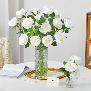 ดอกกุหลาบจำลอง 12 ดอก วันวาเลนไทน์ งานแต่งงาน วันแม่ วันขอบคุณพระเจ้า ตกแต่งภายในบ้าน สวนกลางแจ้ง ของตกแต่งวันหยุด