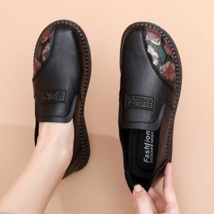 SHIPAILUO | Spring 2025 Anti-Slip Flat Bottom Single Shoes Comfortable Soft Sole Casual Style For Middle-Aged And Elderly Women Mom Shoes