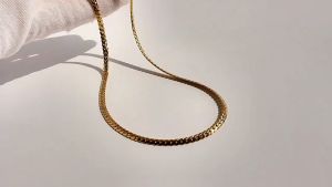 Kalung Choker Titanium Gold Premium Sisik Wanita Fashion Korea Elegan Anti Karat - Aksesoris