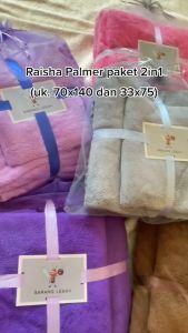 handuk Mandi Raisha Palmer Dewasa Paket 2in1 Set Micro Bulu  Polos Jumbo