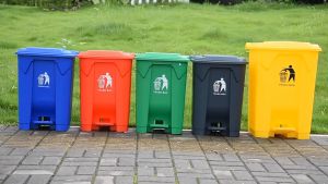 BENG Large outdoor trash can with pedals 20L/30L/50/80L/100L plastic rectangular trash can with lid
