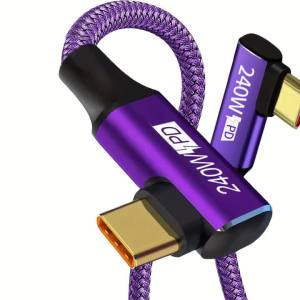 Purple 240W 3.3/6.6/9.8 ft USB-C Charging Cable Durable Nylon Braided USB-C to A Cable Compatible with Multiple Devices