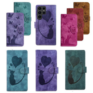 Ốp Điện Thoại Ví Da Hình Mèo Dành Cho Samsung Galaxy S25/S24/S23/S22 Ultra/S21 Plus/S20 FE A16 A56 - Nắp Gập Có Khe Đựng Thẻ & Đóng Từ Tính