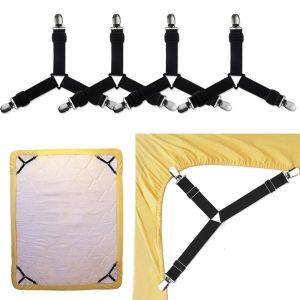 Bed Sheet Fasteners 4PCS Adjustable Triangle Elastic Suspenders Gripper Holder Straps Clip for Bed Sheets/Mattress Cover