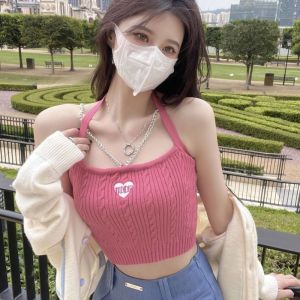 Knitted Crop Top for Women Korean Style Summer Casual Camisole