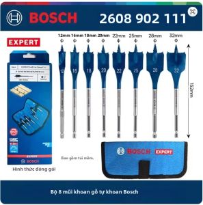 Bosch | Bosch 8 Cái Bộ Mũi Khoan Phẳng Tốc Độ Tự Cắt Bộ Dụng Cụ Chế Biến Gỗ Hex Shank Bộ Dụng Cụ Chế Biến Gỗ 12mm-32mm Kích Thước 2608902111