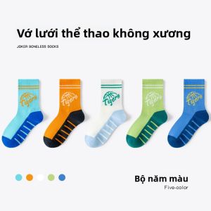 MiiOW | Tất trẻ em mùa hè mỏng thoáng khí lưới cotton thể thao trung bình cho bé trai và bé gái Tất cotton mùa hè cho trẻ em lớn