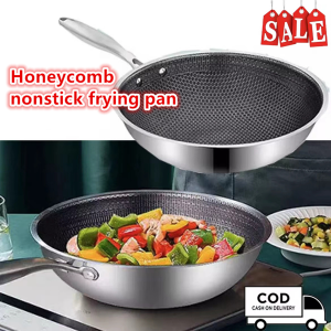 32cm Stainless steel cookware non-stick pan Honeycomb original frying pan with lid Japanese non-stick pan set