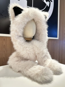 Cute Heattech Imitation Fox Fur Ushanka Childrens Autumn and Winter Dual-Use Scarf Integrated Outdoor Cold Protection Thickening Cycling