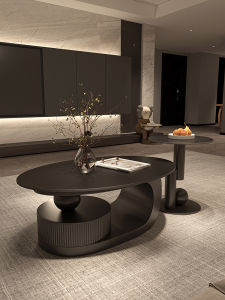 HUASHEMEIJI | High-end Designer Small Space Oval Marble Coffee Table