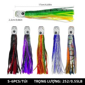 ShareShark | Mồi Câu Cá Mập ShareShark 6 Cái/túi Kiểu Váy Câu Cá 17/24cm Chất Liệu Nhựa Acrylic Mềm Hình Bạch Tuộc Dành Cho Câu Cá Ngừ Đại Dương Câu Cá Biển Sâu Có Tính Năng Phát Sáng