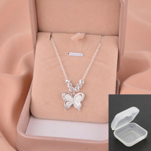 925 Sterling Silver Cats Eye Stone Butterfly Necklace Womens Luxury Minimalist Chinese Style Lockbone Chain Choker Engraved